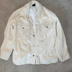 Cream button up shacket